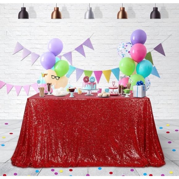 50x80” Red Sequin Tablecloth Wedding Table Party Home Decor - New - Picture 1 of 4